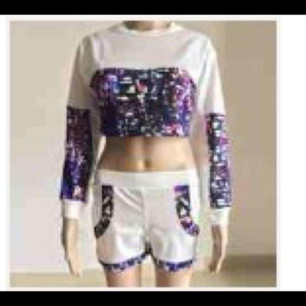 2 piece Purple Trimmed Short Pant Romper